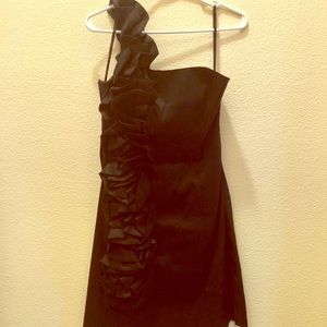 Black one shoulder evening dress